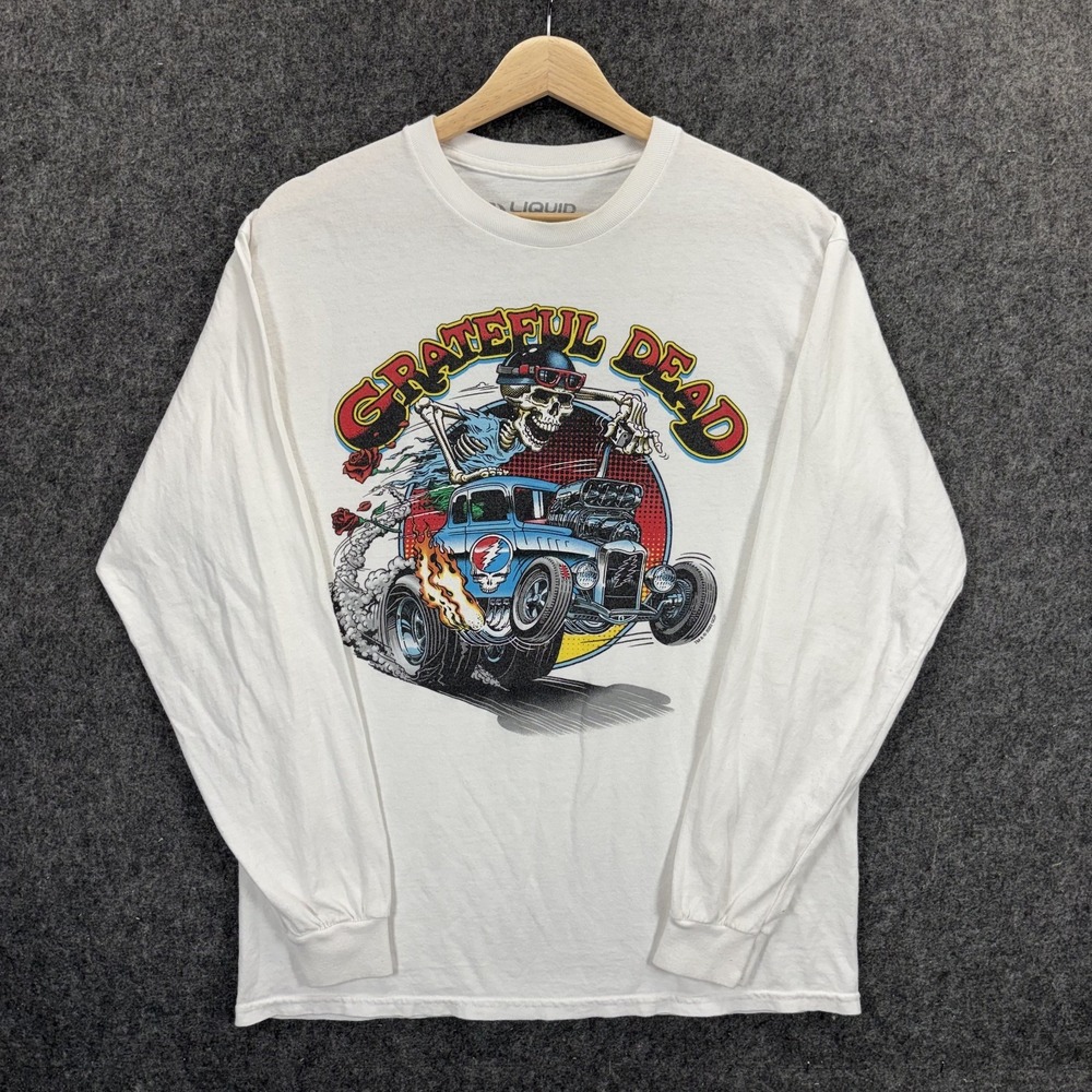 GratefulDead Steal Your Hot Rod Liquid Blue T-Shirt Mens Medium Long Sleeve 2022